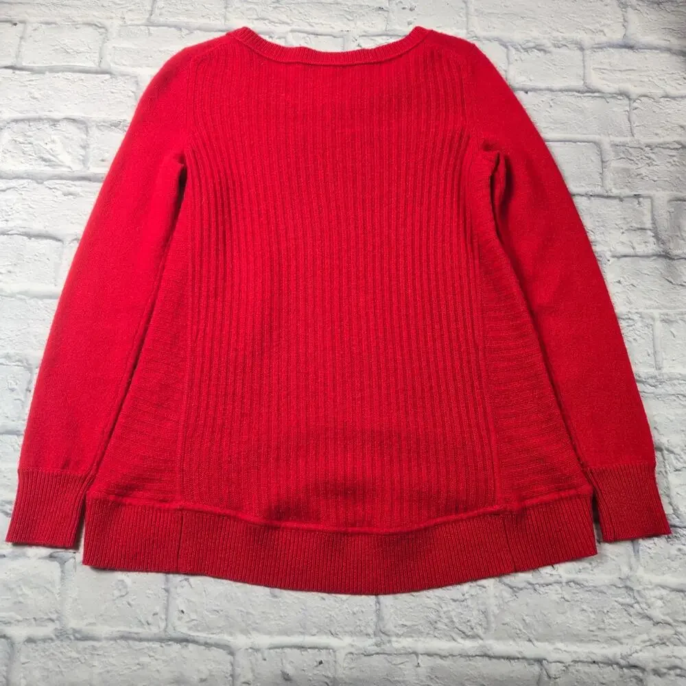 Diane Von Furstenberg Red Cashmere Sweater Holiday Scoop Neck size Petite 0-2